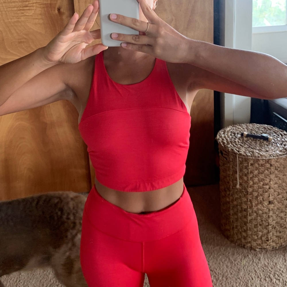Outdoor Voices Red Workout Set: Sports Bra & Leggings